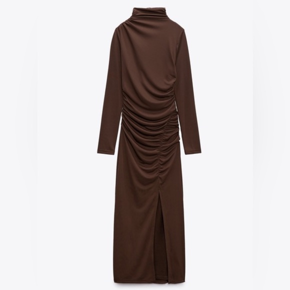 ZARA DRAPED MIDI DRESS XL - Picture 12 of 15